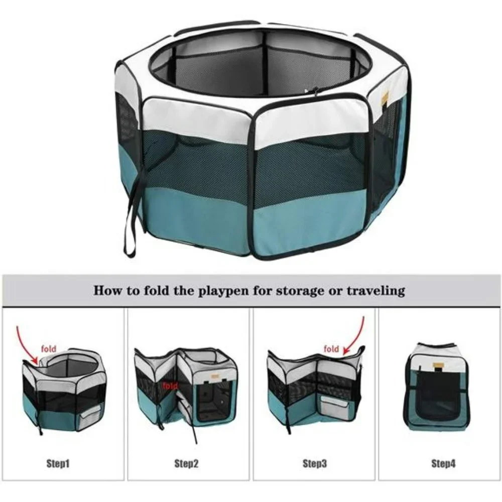 Pet Playpen Portable Foldable Playpen for Dog/Cat Removable Mesh Shade Cover